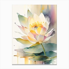 American Lotus Storybook Watercolour 1 Canvas Print