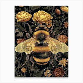 William Morris Print Bumble Bee Art Botanical Art Flowers Big Bee Full Canvas Print