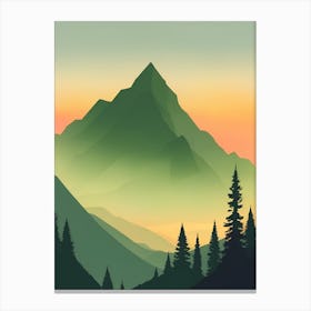 Misty Mountains Vertical Composition In Green Tone 84 Canvas Print