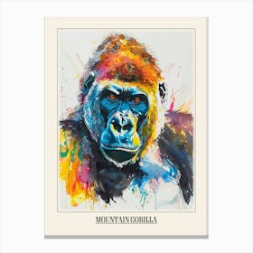 Mountain Gorilla Colourful Watercolour 1 Poster Canvas Print