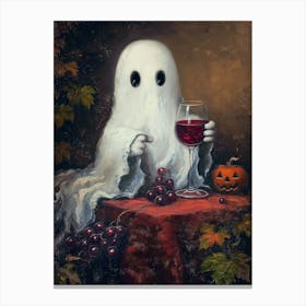 Ghost With A Glass Of Wine Canvas Print