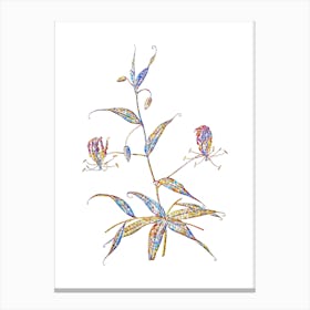 Stained Glass Flame Lily Mosaic Botanical Illustration on White Canvas Print