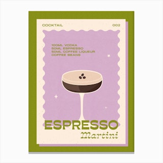 Espresso Martini Green & Purple Canvas Print