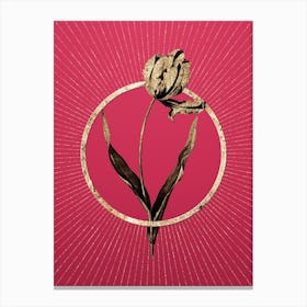 Gold Didier's Tulip Glitter Ring Botanical Art on Viva Magenta n.0041 Canvas Print