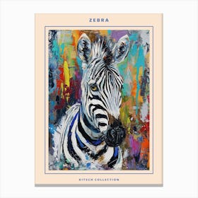 Zebra Brushstrokes Poster 1 Canvas Print