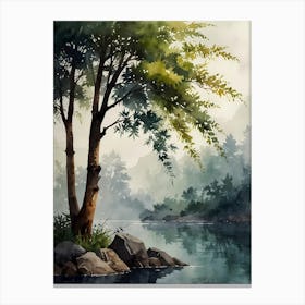 Tree By The River Canvas Print