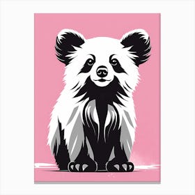 Playful Red Panda cub On Solid pink Background, modern animal art, baby red panda Canvas Print