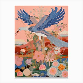 Maximalist Bird Painting Great Blue Heron 3 Canvas Print