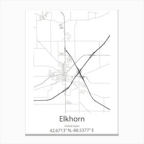 Elkhorn,United States Minimalist Map Canvas Print