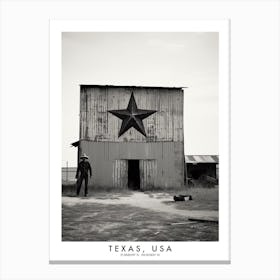 Poster Of Texas, Usa, Black And White Analogue Photograph 3 Canvas Print