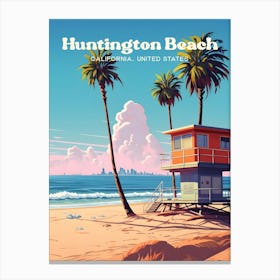 Huntington Beach California Oceanside Modern Travel Art Canvas Print