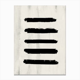 Creme Painting With Black Brushstrokes Canvas Print