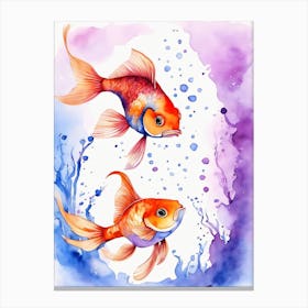 Twin Goldfish Watercolor Painting (70) Canvas Print