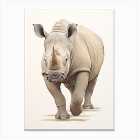 Simple Illustration Of A Rhino Walking 3 Canvas Print