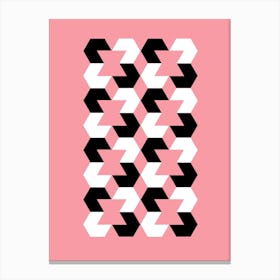 Hexagon Op Art Pink Canvas Print