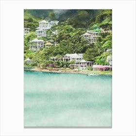 Gaya Island Malaysia Watercolour Tropical Destination Canvas Print