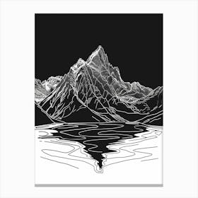 Tryfan Mountain Line Drawing 3 Canvas Print