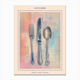 Kitsch Knife Fork Spoon Brushstrokes 2 Poster Canvas Print