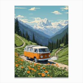 Travel Bus In The Mountains 1 Canvas Print
