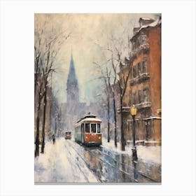 Vintage Winter Painting Boston Usa 2 Canvas Print