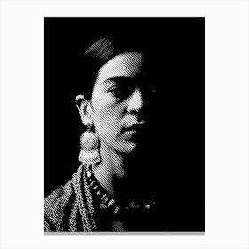 Frida Kahlo BW Line Illustration Canvas Print