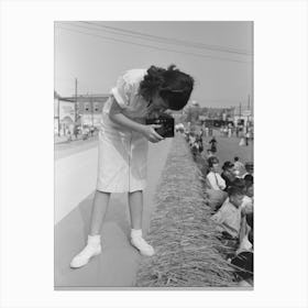 Girl Taking Picture Of Crowd, National Rice Festival, Crowley, Louisiana By Russell Lee Canvas Print