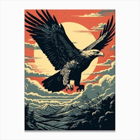 Vintage Bird Linocut Eagle 3 Canvas Print