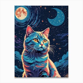 Cat In The Moonlight Canvas Print