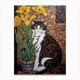 Iris With A Cat 3 Art Nouveau Klimt Style Canvas Print