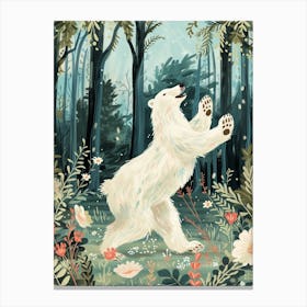 Polar Bear Dancing In The Woods Storybook Illustration 3 Canvas Print