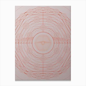 Geometric Abstract Glyph Circle Array in Tomato Red n.0039 Canvas Print