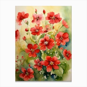 Red Flowers Watercolor Painting Canvas Print