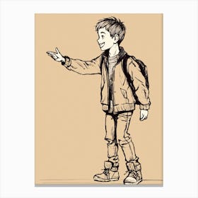 Boy Pointing Canvas Print