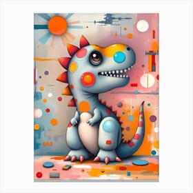 Twinkle T-Rex: A T-Rex Dinosaur With Polka Dots Artwork For Kids Canvas Print