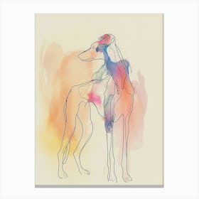 Pastel Greyhound Dog Watercolour Line Illustration Canvas Print