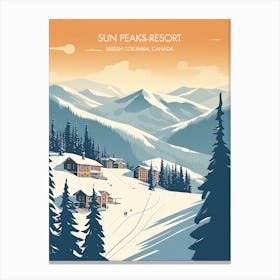 Poster Of Sun Peaks Resort   British Columbia, Canada, Ski Resort Illustration 1 Canvas Print