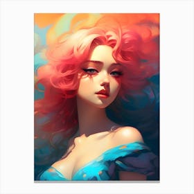 Pink Haired Girl-Reimagined 6 Canvas Print