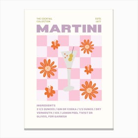 Martini Retro Kitchen Bar Cart Canvas Print