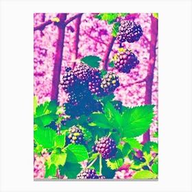 Blackberry 1 Risograph Retro Poster Fruit Canvas Print