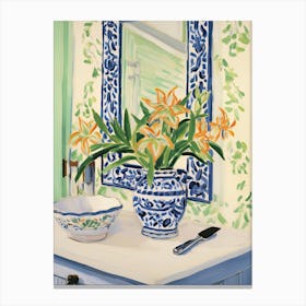 Bathroom Vanity Painting With A Lily Bouquet 2 Canvas Print