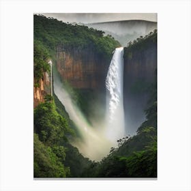 Jog Falls, India Realistic Photograph (3) Canvas Print