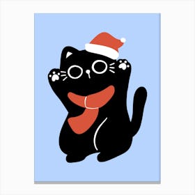 Santa Cat cute christmas illustration 5 Canvas Print