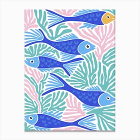 Blue Fishes Canvas Print