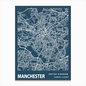 Manchester Blueprint City Map 1 Canvas Print