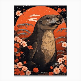 Platypus Animal Drawing In The Style Of Ukiyo E 3 Canvas Print