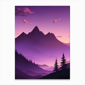 Misty Mountains Vertical Composition In Purple Tone 35 Canvas Print