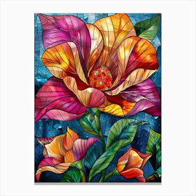 Colorful Stained Glass Flowers 5 Canvas Print