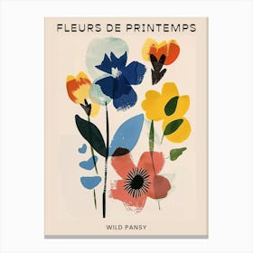 Spring Floral French Poster  Wild Pansy 2 Canvas Print
