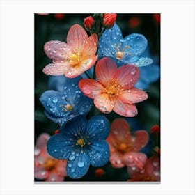 Blue And Pink Flowers Canvas Print