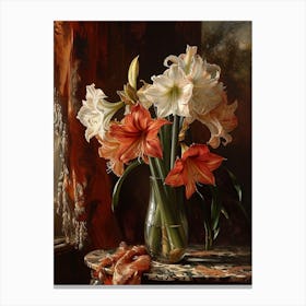 Baroque Floral Still Life Amaryllis 3 Canvas Print